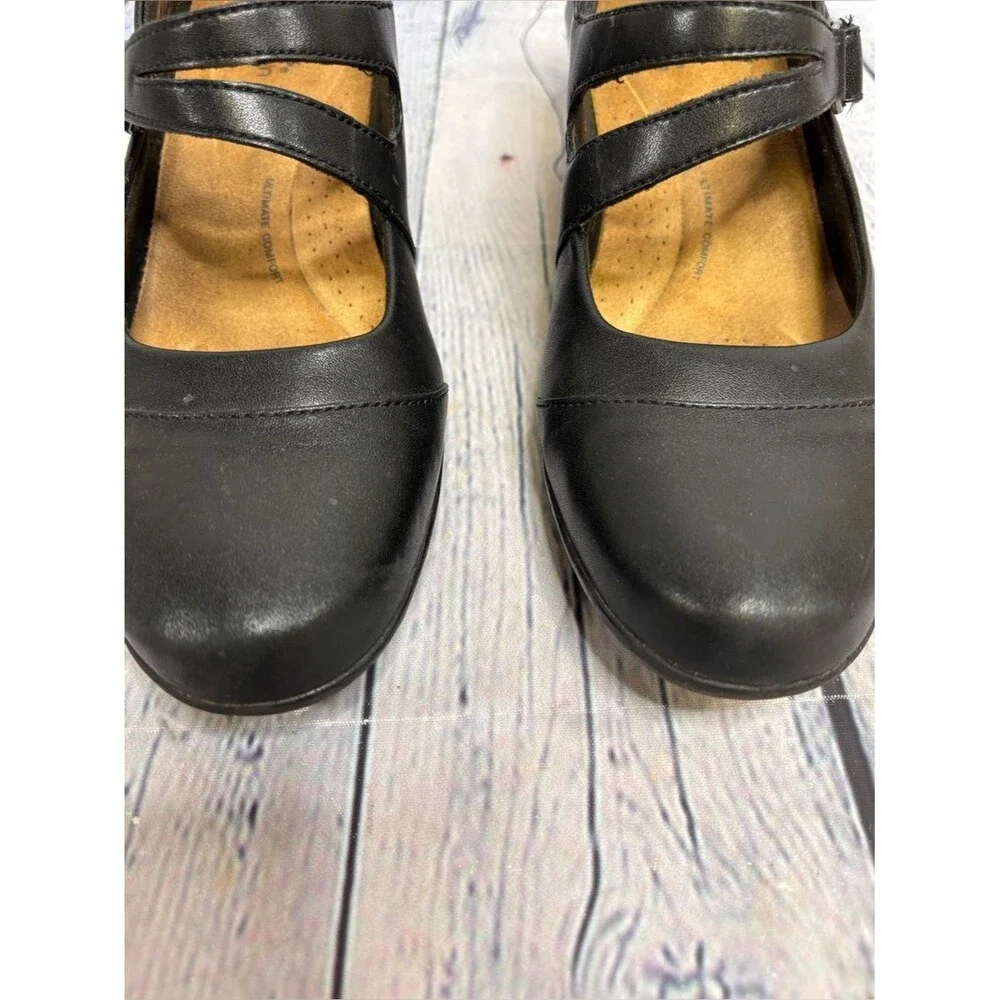 Clarks Emily Clover Black Leather Timeless Classic Elegant Mary Jane Shoes 8.5
